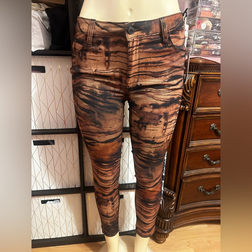 Guess Brown & Black Printed Skinny Jeans